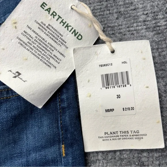 NWT 7 For All Mankind Jeans Women 30 Blue Cropped Jo Slim Illusion Highline Wide